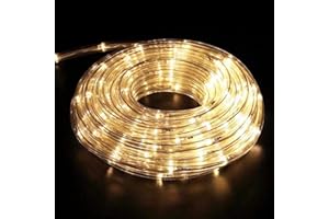 BAKAJI Tube lumineux 180 lumières LED blanc chaud 10 m avec contrôleur 8 fonctions, pour une utilisation intérieure et extérieure