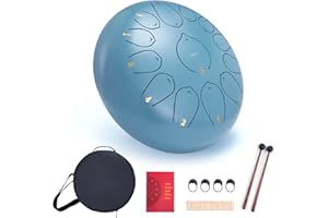 VixxNoxx Stahlzungentrommel Regentrommel Outdoor Garten Hand Drum Handpan Drum 12 Zoll 13 Noten C Key Musikinstrumente Percussion Instrument (Moos Blau)