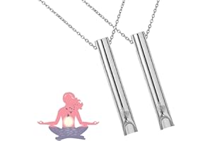 AIWEIYER Breathing Necklace Stop Vaping, Breathlace Quit Vaping Necklace, Stress Relief Necklaces, Anapana Breathing Necklace， Breathlace Vape Necklace for Women Men (2PCS-Silver)