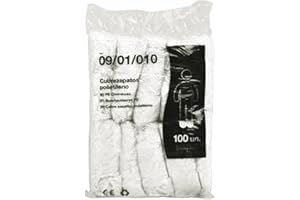 SUMEDTEC Lot de 100 couvre-chaussures jetables imperméables, antidérapants en plastique, protection de chaussures extra forte taille unique, blanc
