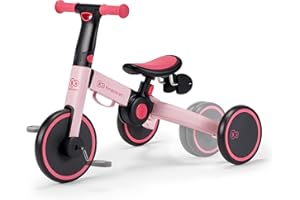 kk Kinderkraft, 4TRIKE Triciclo 3 en 1, Minibicicleta, Bicicleta sin Pedales, Bicicleta bebé, para niños, Minitriciclo de Equilibrio, Plegable, Asiento Ajustable, 12 meses - 5 años, 25 kg, Rosa