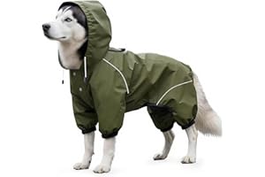 Idepet Imperméable pour Chien avec Capuche et Trou de col,Poncho de Pluie pour Chien Hoodies réfléchissants pour Chiens de Petite Taille et de Grande Taille