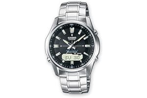 Casio Wave Ceptor Herrenarmbanduhr, Solar und Funkuhr, Saphirglas, massives Edelstahlgehäuse und Armband