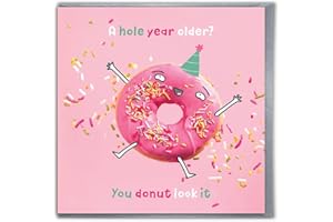 Brainbox Candy - Śmieszna kartka urodzinowa - Karta 'You Donut Look It' - Urocza kartka z pączkiem - Dla niego Jej Mężczyzn Kobiet Panie Przyjaciele