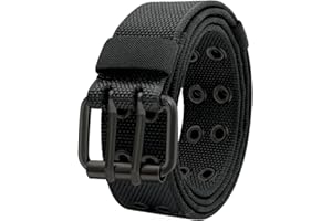 BONEKE Cintura di nylon Web, cintura in tela a doppio foro stili uomo e donna punk cintura di Halloween jeans adolescenti stili uomo e donna nero