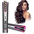 HICITI Cordless Hair Curler, Automatic Hair Curling Iron Auto Hair Curler Portable Rotating Curling Iron USB Rechargeable Hair Curling Wand with LCD Display and Timer, Auto Shut-Off Curling Wand