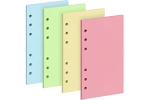 FYY 4 paquetes de papel A6 en blanco, papel de recambio A6, 120 hojas (240 páginas) para cuaderno de 6 anillas. Recambio para Filofax A6, notas, agenda, bocetos, manualidades, (color, A6 en blanco).