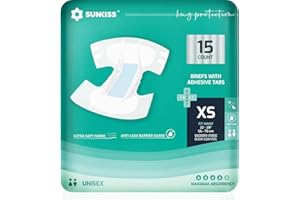 ‎SUNKISS SUNKISS TrustPlus Inkontinenz Windeln für Erwachsene, Saugfähige Einweg-Unterwäsche für Männer und Frauen mit Tabs, Unisex, Größe XS, 60 Stück