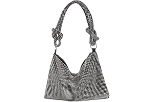 GSenhui Pochette da donna con brillantini, elegante borsa a tracolla con chiusura lampo, pochette a tracolla, per balli, feste, argento