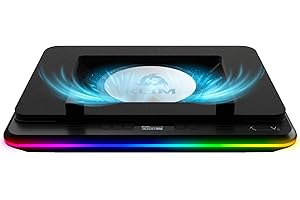 KLIM Turbofrost MAX - Base di Raffreddamento per PC Portatile RGB, Con Potente Turbofan XL, Raffreddamento rapido per laptop 15.6-17, Flusso d'Aria Ottimale, Velocità Regolabile, Schermo LCD