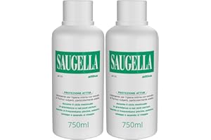 Saugella Attiva, Detergente Intimo Antibatterico, pH 3.5, con Estratto di Timo, Adatto Post Parto, in Gravidanza e Durante il Ciclo Mestruale, 2 Detergenti da 750 ml
