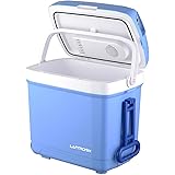 Laptronix 30L Electric Cool Box Cooler with two wheel Trolley for Drinks Food Ice, Hot & Cold Coolbox for Travel Camping Picn