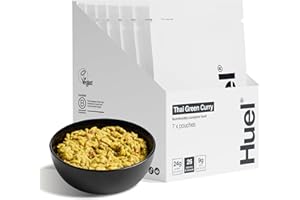 Huel Hot & Savoury Meal Packs, Thai Green Curry, 7 Meals, Plant-Based Protein Meal with 25g Protein, 26 Vitamins & Minerals, Vegan, Nutritionally Balanced, High-Protein Ready Meals