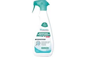 WYRITOL - Spray désinfectant mains et surfaces - Bactéricide, virucide et levuricide - Sans rinçage - action en 30 sec - Contact alimentaire - Formule naturelle - 750ML- Fabrication française