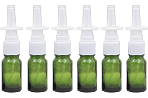 Happyupcity Leere, nachfüllbare Glas-Nasensprühflasche mit feinem Sprühnebel, Zerstäuber für kolloidale Silber-/Salzlösungen, Make-up, Kosmetik, ätherische Öle, 10 ml, 6 Stück, grün, 10ml/0.34oz