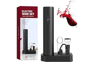 GUISHOP-EU Cavatappi Elettrico per Vino，Cavatappi Elettrico Professionale Automatico, Apribottiglie Elettrico,Set Regalo Apribottiglie Elettrico 5-in-1，Apribottiglie per feste appuntamenti e amanti del vino