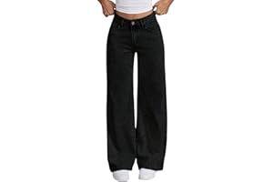 GENERISCH Y2K Jean pour fille Taille haute Jambe large avec nœuds Broderie Baggy Denim Pantalon droit pour enfants Pantalon décontracté avec poches