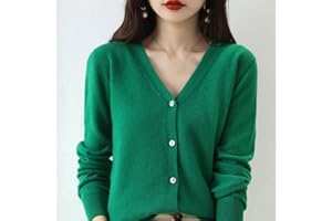 JIANGZ Cardigan Femme,Cardigan À Col en V Vert Cardigan Coupe Ajustée Cardigan Court Manteau en Tricot Doux À Manches Longues Veste De Chandail Ouvert sur Le Devant Tricots Vêtements D'Extérieur pour