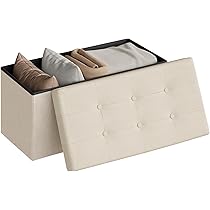 2 Pouf Pieghevoli WOLTU - Cassapanche Contenitore, Grigio Scuro, 43L, In Lino E MDF - Foto 9