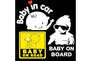 COSYSPARKS Pegatina Bebe a Bordo Coche, Juego 3 Piezas Reflectante Bebe a Bordo Pegatina Coche Novedad Pegatinas Bebé para Coches Pegatina Baby on Board para el Cuerpo de la Ventana