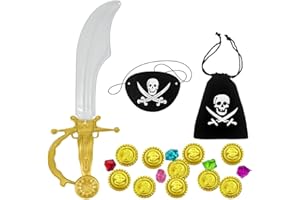 Wonsta Kids Pirate Costume Accessories Boys Girls Pirate Fancy Dress Accessories Kids Pirate Accessories Kit for Holloween Pirate Themed Party Pirate Birthday Party