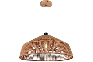 VR VETRINEINRETE Vetrineinrete® Lampadario a sospensione con corda intrecciata rattan attacco E27 stile boho chic bohemien Ø 40 e 50 cm (Diametro 50 cm)