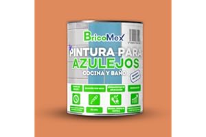 BRICOMEX Pintura para Azulejos Acabado Satinado | Gran Adherencia | Secado Rápido | Resistente al moho y hongos (750 ML, NARANJA)