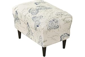 Highdi Ottoman Cover Rectangle Polyester Spandex, Stretch Footstool Slipcover, Stool Protector Cover with Elastic Bottom, Dustproof Removable Washable Footrest Pouffe Covers