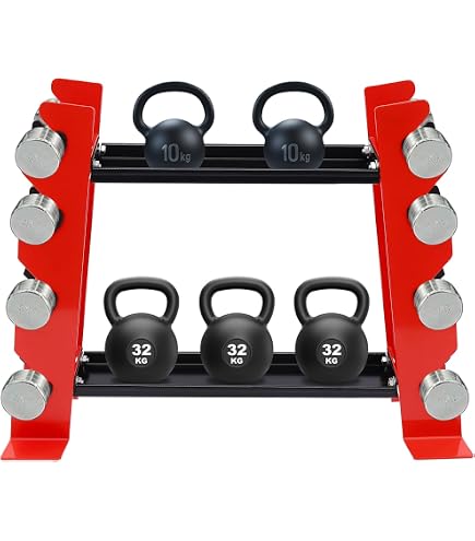 WINNOW Scaffale per manubri a 3 livelli Scaffale portapesi per palestra da casa per manubri, kettlebell e piastre pesi