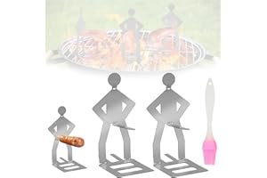 ICHOWHO 2 PCS Fun BBQ Sausage Holder Rack Stainless Steel - BBQ Gifts for Men, Portable Prank Funny Hot Dog Accessories Cooking Gadgets with Brush Funny BBQ Fork for Outdoor Kitchen Camping Picnic Garden