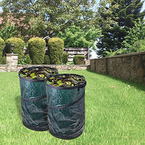 2x Gartenabfallsack 120 Liter Pop Up, grün, Tragegriffe, Ø 450 x 750 mm