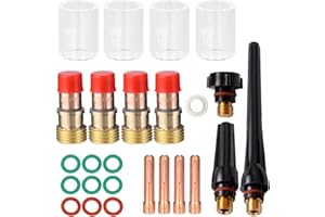 QAQGEAR 25Pcs for TIG Welding Torch Stubby Gas Lens #10 Glass Cup Kit, for Tig Welding Torch Accessories Stubby Gas Lens for WP-17/18/26