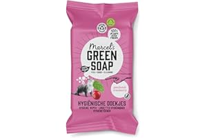 ‎MARCEL'S GREEN SOAP Marcel's Green Soap Hygienische Feuchttücher - Biologisch abbaubare Tücher - Patschuli & Cranberry - Auf Pflanzenbasis - Umweltfreundliche Reinigungstücher - Packung mit 60 Stück
