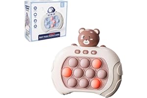 JIAJIAYI Quick Push Pop Game It Fidget Toys Pro for Kids Adults,Pop Game Fidget Toys,Handheld Game Console Puzzle Game Console Machine,Light up Pop Game Sensory Fidget Toys for Boys Girls Gift (Brown Bear)