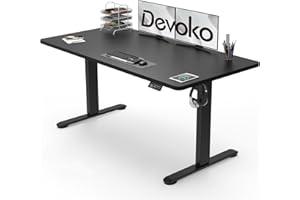 Devoko 120x60cm Höhenverstellbarer Schreibtisch Ergonomischer Schreibtisch Höhenverstellbar Elektrisch Steh-Sitz Tisch Sitz-Stehpult mit Memory Funktion,Schwarz