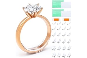 RRICHH 24Pcs Ring Size Adjuster Set for Loose Rings - Invisible Ring Spacer Resizer Kit Fit Any Rings, Ring Tightener Clip with 2 Silver Wiping Cloths & Adhesive Patches Ring Fit Reducer