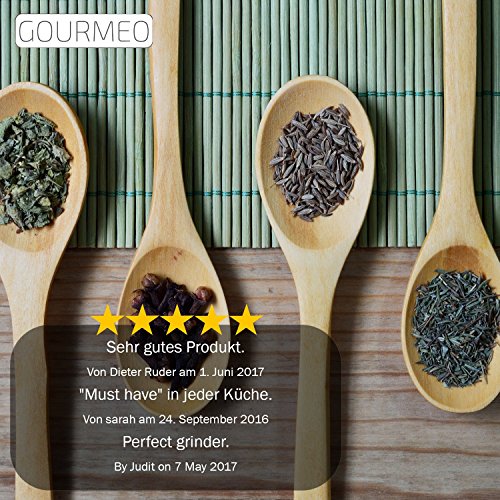 GOURMEO Premium Gewürzmühle mit Keramikmahlwerk und hygienischem Acrylglas | rostfrei | mit 2 Jahren Zufriedenheitsgarantie | Pfeffermühle, Salzmühle - 5