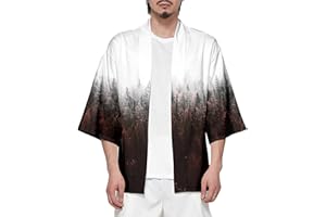 CIZEUR Camicia Kimono T Shirt Uomo Maniche 3/4 Cardigan Giacca Top Casual Camicetta Vintage Elegante Estiva Coppia