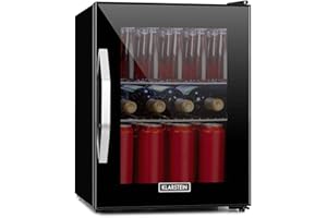 KLARSTEIN Nevera Pequeña Puerta Cristal Habitaciones, Nevera Portatil Electrica, Mini Nevera Pequeña para Bebidas, Frigorificos Pequeños 33L, Mini Frigorifico con Estantes, Neveras Pequeñas