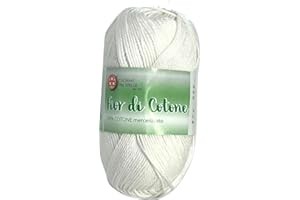 GENERICO Fior di Cotone Cucirini Tre Stelle – Filato Puro Cotone - Cotone per uncinetto - 100% cotone mercerizzato - fior di cotone gomitoli (000 Bianco)