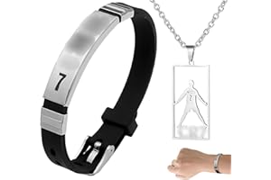 Byfoyif Kits de 2 Bijoux Football en Métal, Collier de Sport et Bracelet de Football, Bracelet de Sport Homme et Chaîne de Footballs Réglable, Coffret Cadeau Footballs, pour Fans Festival Compétition