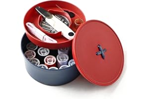 YIBANG Kit da cucito, accessori da cucito con 18 bobine di filo e 1 confezione di aghi da cucito (numero 24) pratico mini utensile da viaggio per principianti, viaggiatori, parenti e amici (plastica blu)
