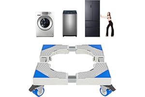 TONZACK Socle amovible pour machine à laver, socle réglable de 41 à 65 cm, pour sèche-linge, réfrigérateur, haute résistance, amortisseurs et réduction du bruit [Classe énergétique A+++] (4 roues)