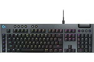 Logitech G G915 X Niskoprofilowa przewodowa mechaniczna klawiatura do gier, nakładki na klawisze PBT Double-Shot, w pełni programowalne klawisze, RGB, aluminiowe, GL Brown - PC/Mac, QWERTY US - Czarny