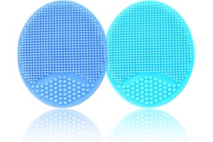 MR LION Baby Bath Brush, Baby Cradle Cap Brush, Silicone Massage Brush, Silicone Scrubbers Exfoliator Brush, Baby Skin Scrubbers Essential for Dry Skin, Cradle Cap and Eczema 2 Pack (Small-Blue&Green)