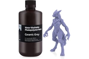 ELEGOO 405nm Wasser Waschbares Resin, Water Washable 3D Drucker Rapid Harz für LCD UV Härtung Photopolymer 3D Drucker 1000g Grau