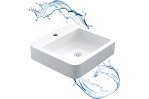 Starbath Plus - Lavabo Blanco de Cerámica - Con Forma Rectangular - Con Agujero para Grifo - Medidas 45 x 42 x 10 cm - Ideal para Poner sobre Encimera de Muebles de Baños y Aseos