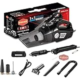 Woscher 578 2in1 Portable Air Compressor Tyre Inflator with Car Vacuum Cleaner, DC12V,120 Watts High Power 5500PA Handheld Ca