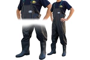 Lineaeffe Black All Weather PVC Waterproof Carp Coarse Fishing Chest Waders/Wellies in Sizes 7 8 9 10 11 & 12 (UK Size 7 - EU Size 41)