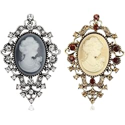 Broche Camée Vintage Style Rétro - Dorée - Résine - Neuf Sans Emballage